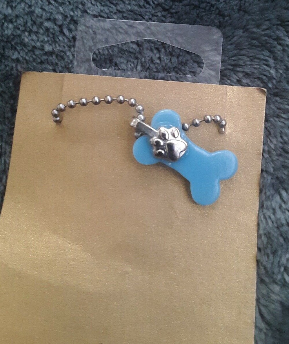 Art Glass Blue Dog Bone Charm Necklace Pendant Handmade Jewelry USA New