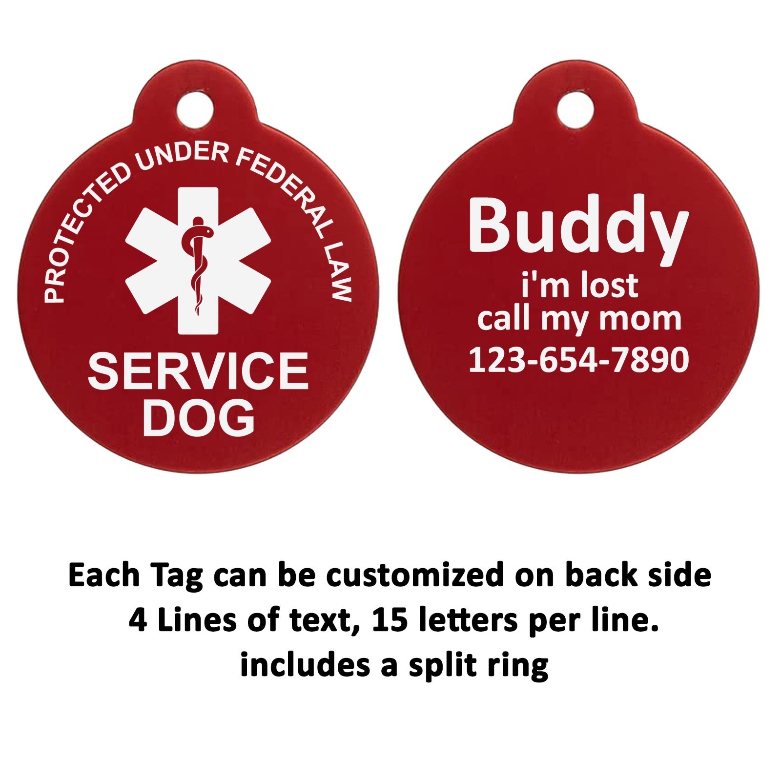 Service Dog Protected Law Custom Personalized Dog Pet tags Engraved ID Dog Tag