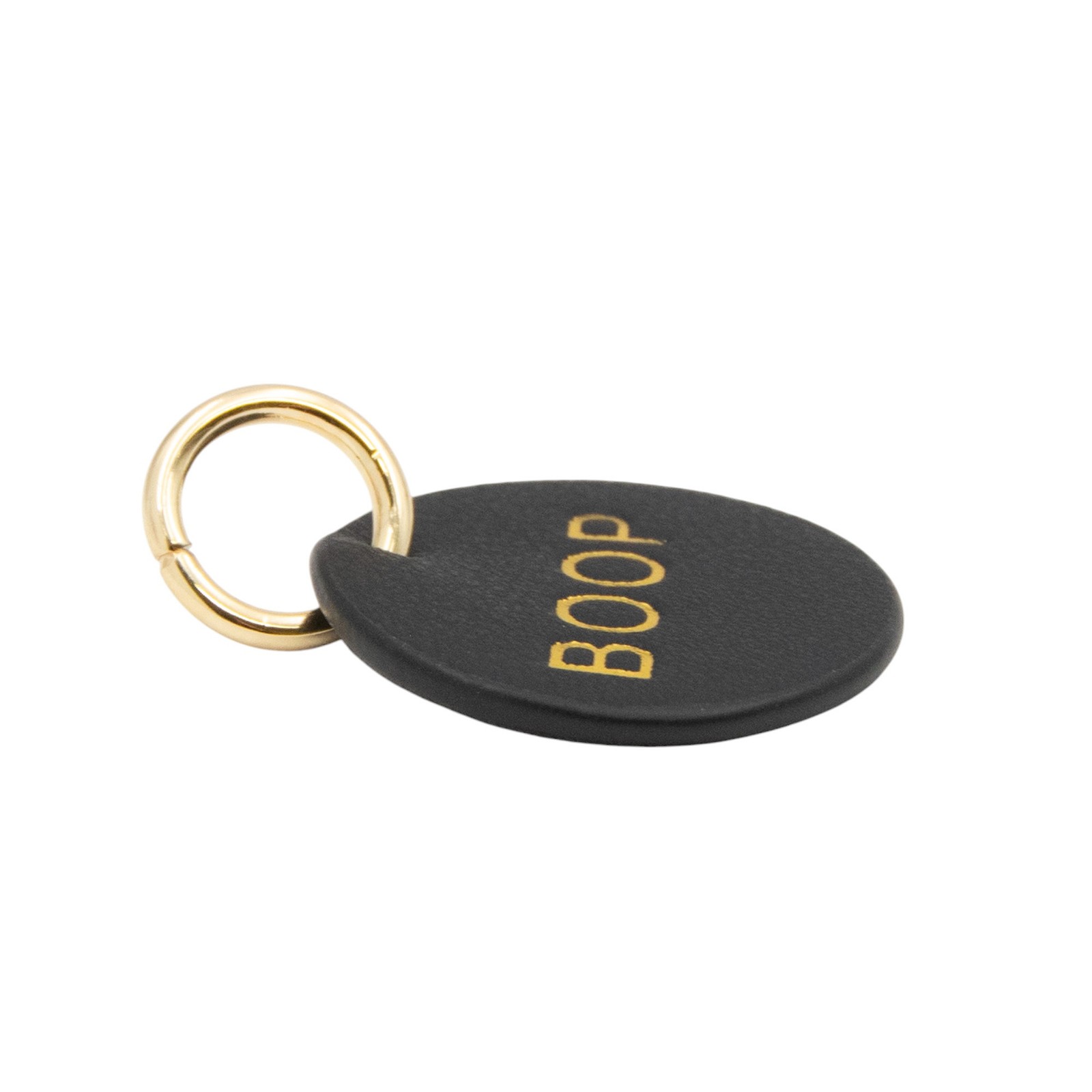 The Cuddle Collab Wear & Share Charm Faux Leather BOOP Collar Tag in Black