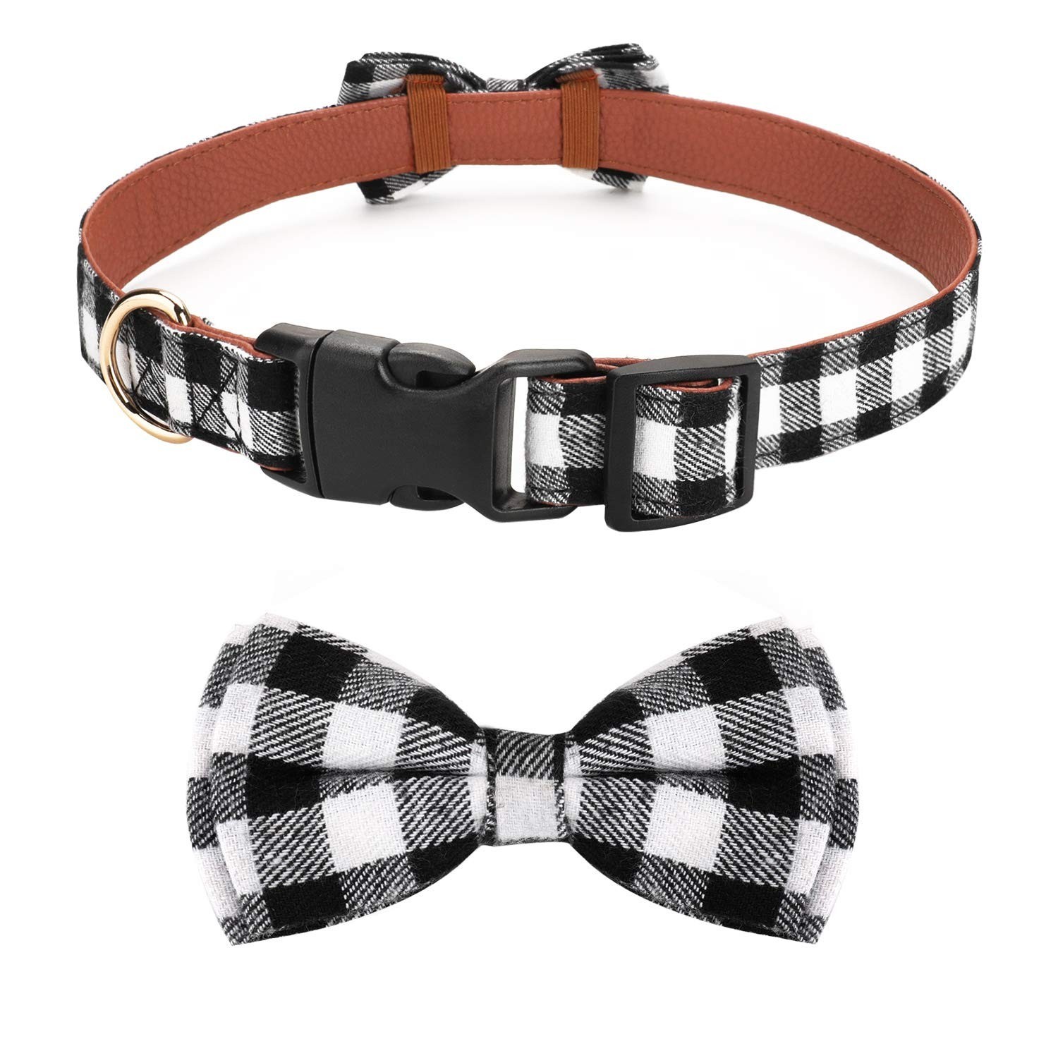 Dog Bow Tie, TAGATMI Plaid Bow Tie Dog Collar Unique Lock Buckle Soft Comfort…