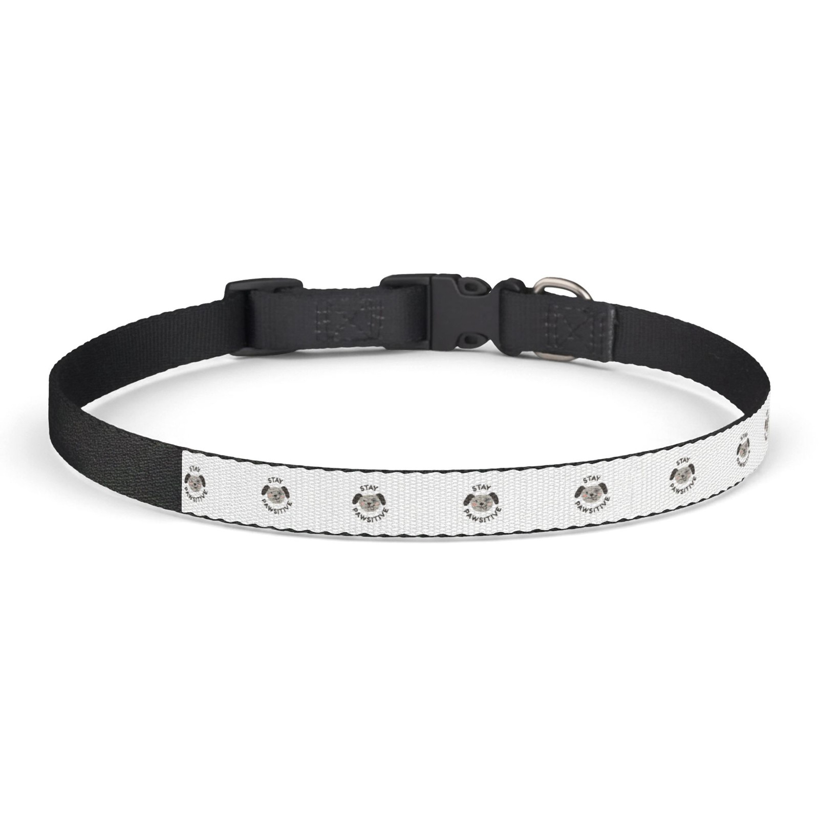 Clip-On Pet Collar — Stay Pawsative White Paw Print Adjustable Dog Collar