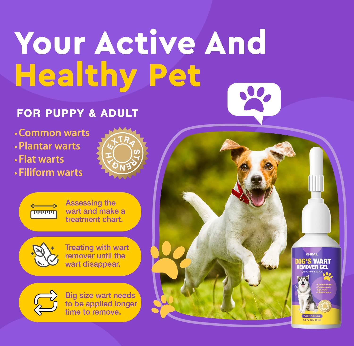 Dog Wart & Skin Tag Remover, Natural, Painless, Safe for Pets 6+ Months