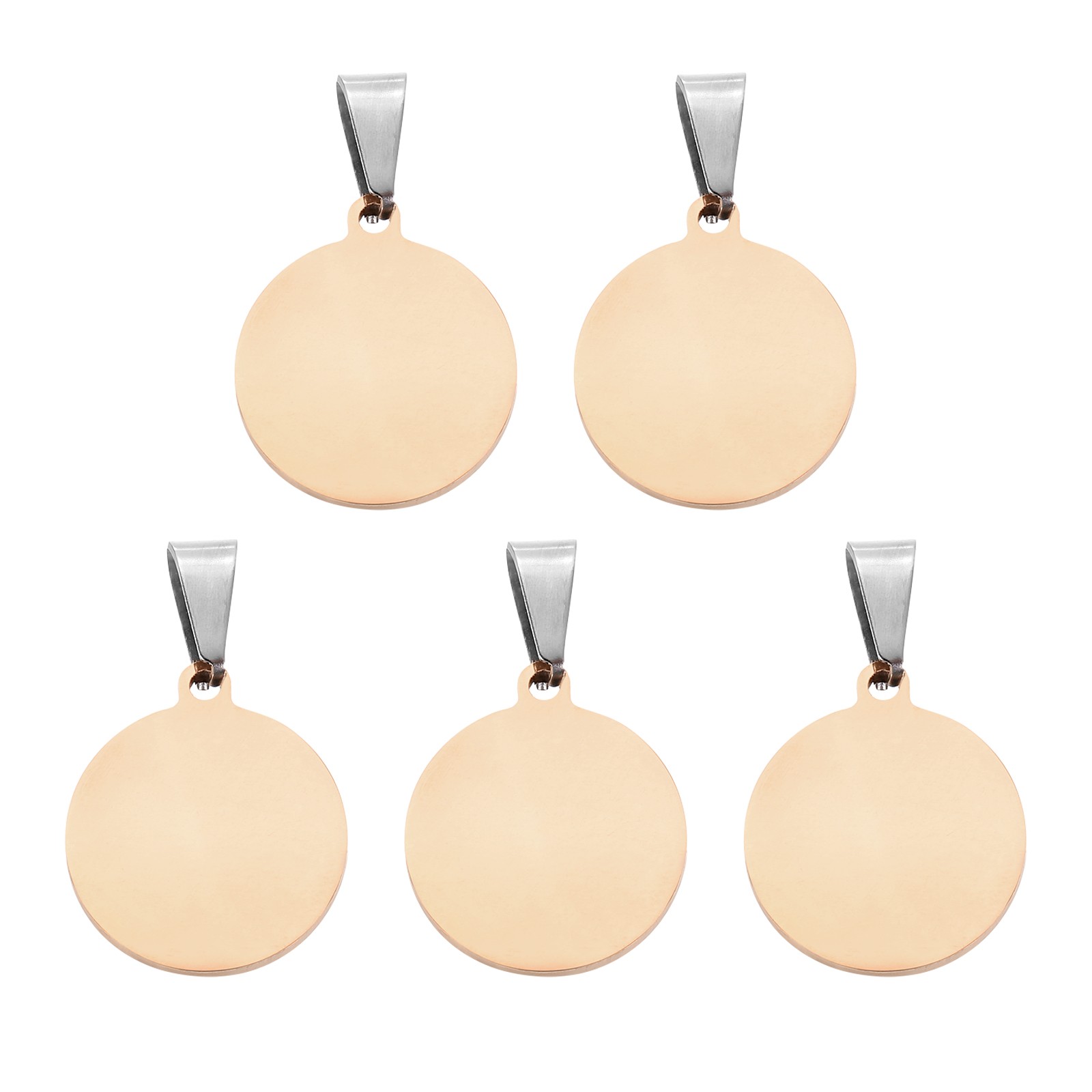 5 Pcs 20mm/0.79 Inch Round Blank Stamping Tags, Metal Charm, Rose Gold