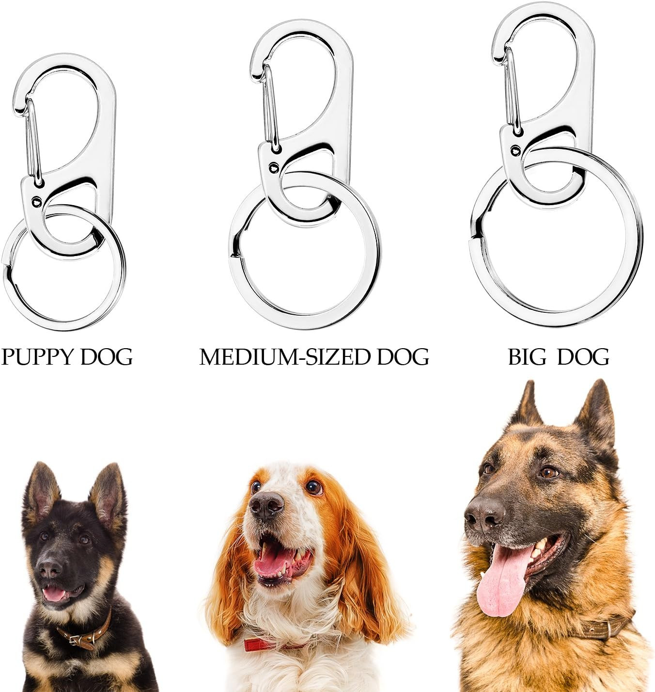 3 Sets Dog Tag Clip ID Tag with Rings Holder for Dogs and Cats Collars Harnesses