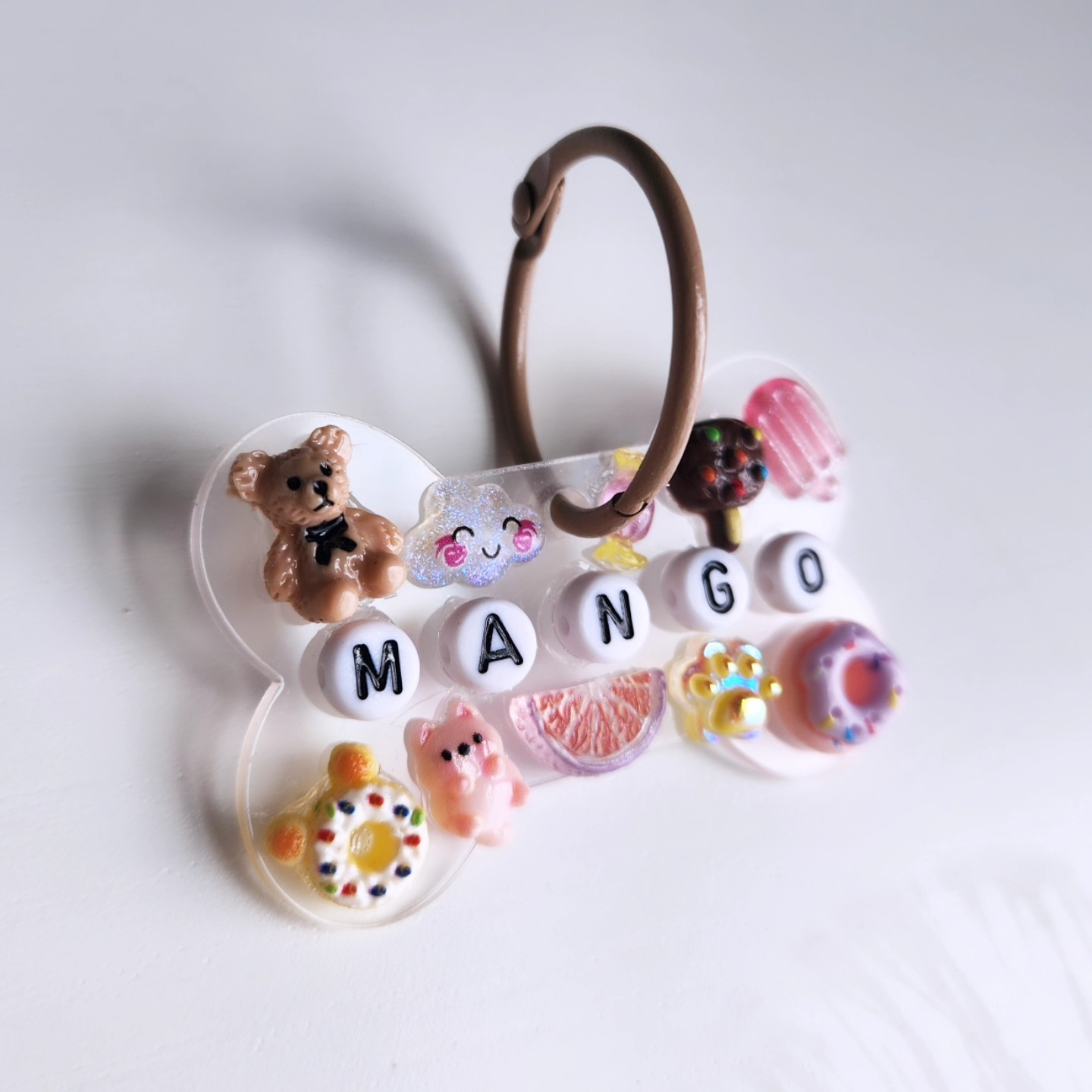 Personalized Name Dog Tag Keychain Acrylic Bone Shaped Tag Name Beads Charms