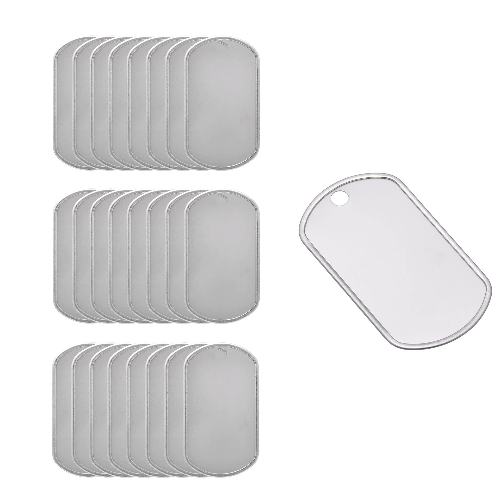 25 Shiny Stainless Steel Military spec Dog Tags – BLANK