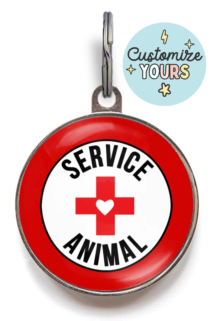 Service Animal Tag – Premium Medical Alert ID – Red Cross Pet ID That Won’t Chip