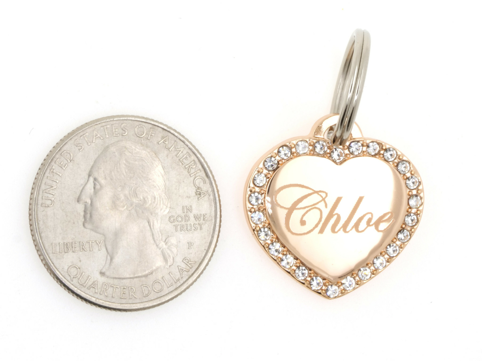 Custom Engraved Personalized Rose Gold Plated Small Heart Dog Tag Pet ID Name