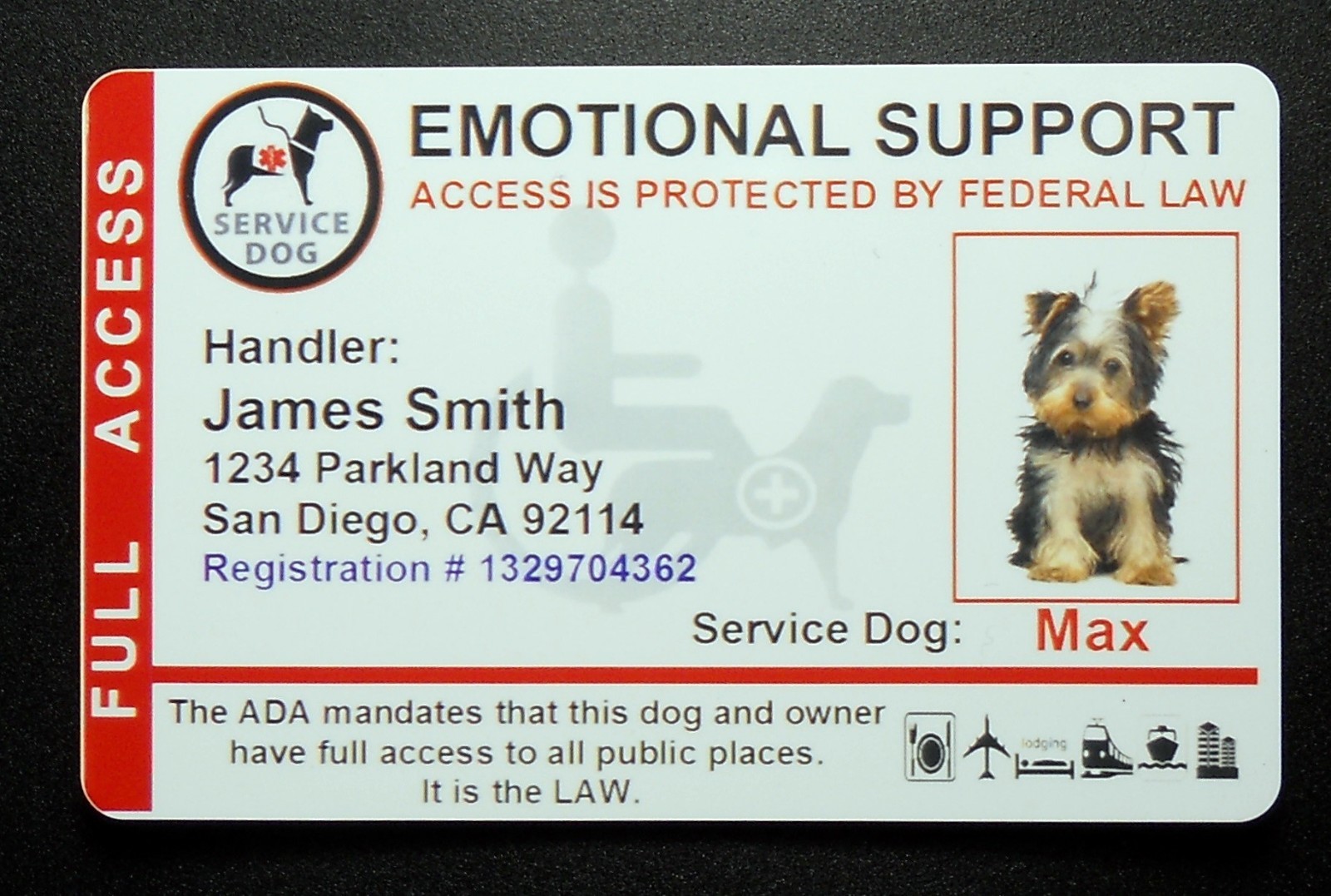 Holographic Emotional Support Animal ID Card Service Dog ID Badge 8 ESA R