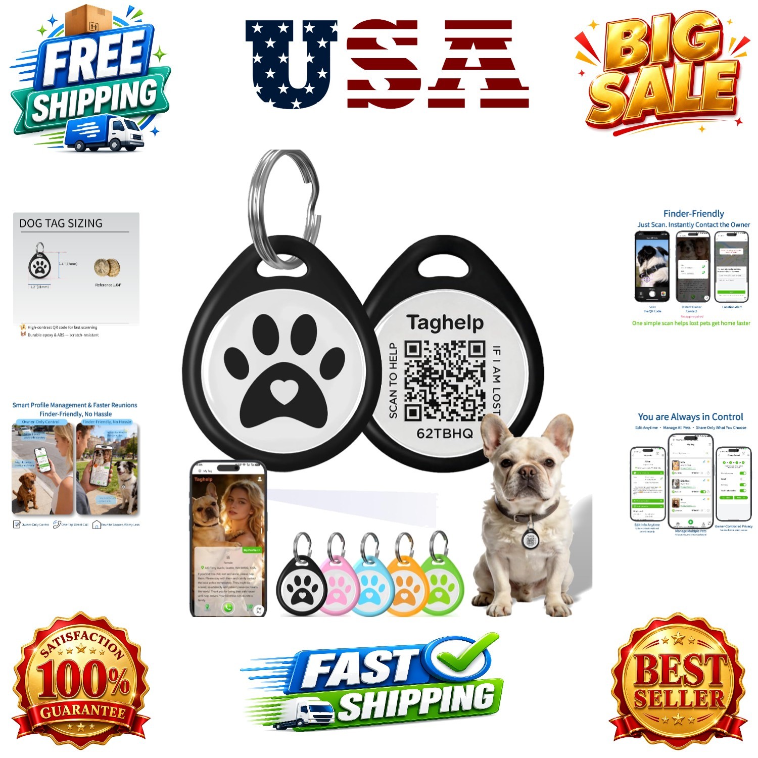 QR Code Dog ID Tag for Collar, Smart Pet ID with Instant Location Email Alert…