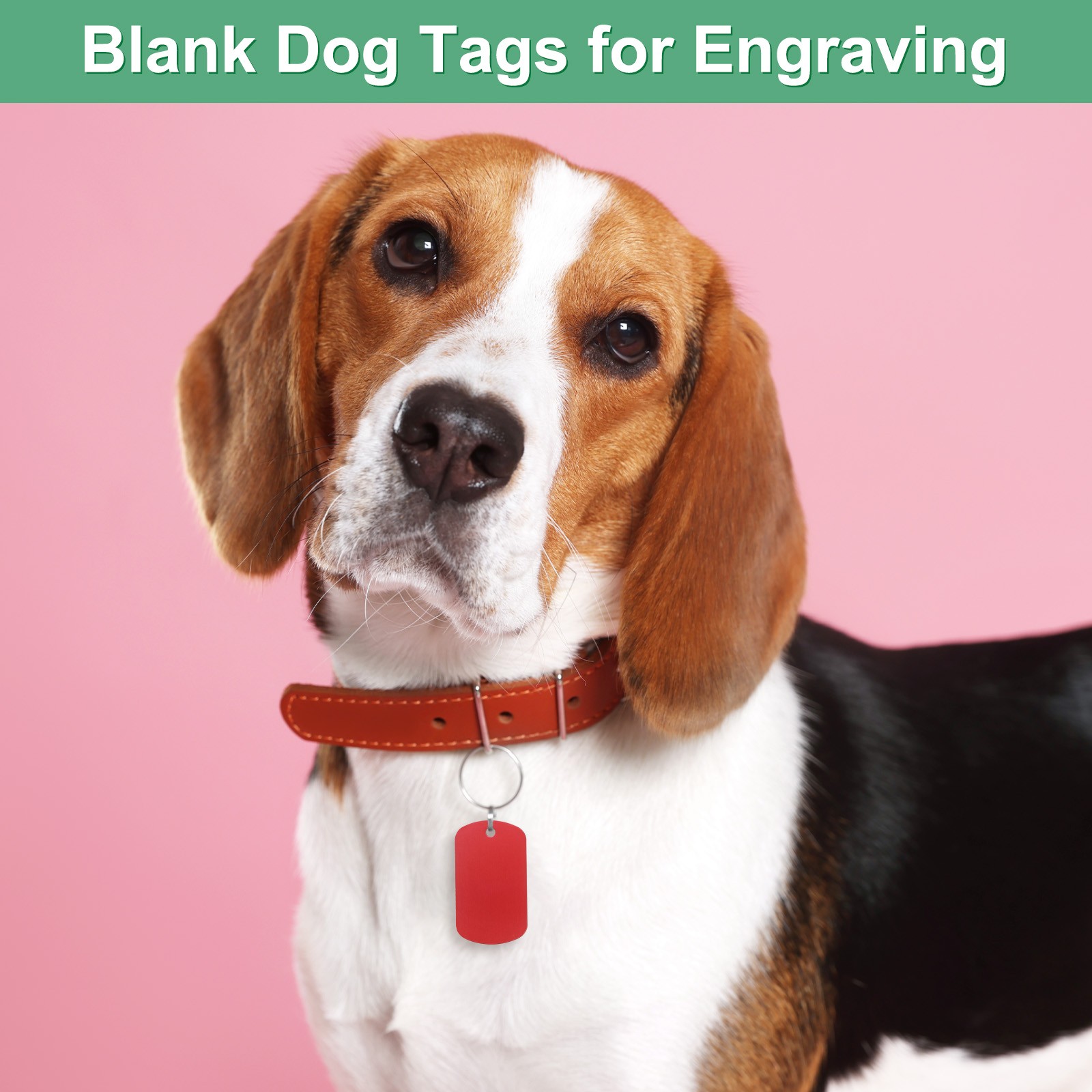 10-Pack 2″ x 1.18″ x 0.04″( L x W x T ) Blank Dog Tags [Red, 1 Hole]