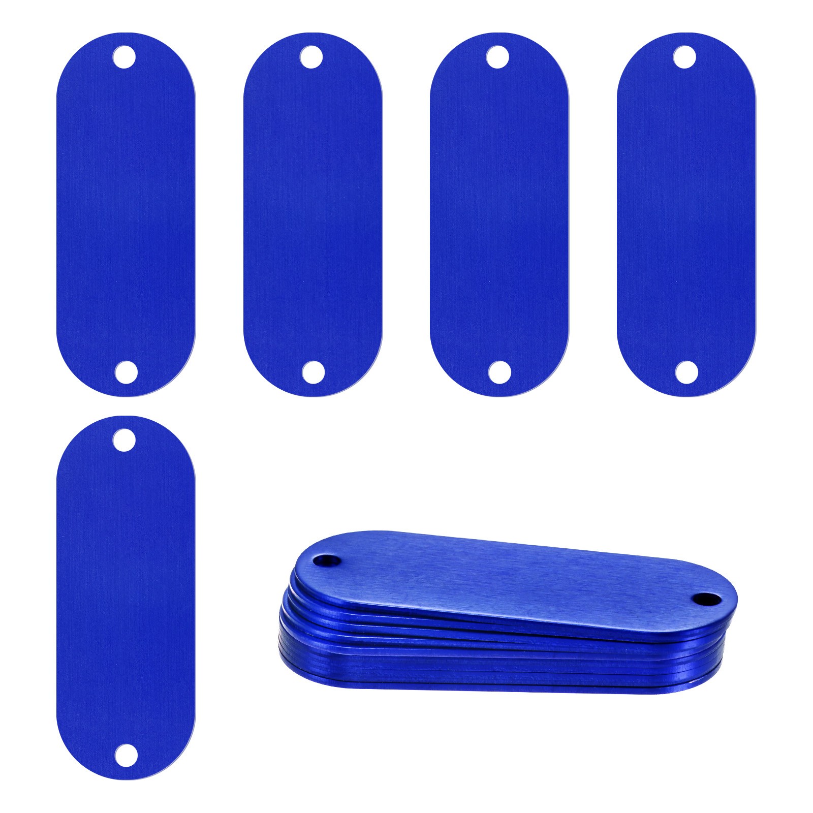 15-Pack 2″ x 0.75″ x 0.04″( L x W x T ) Blank Dog Tags [Blue, 2 Holes]