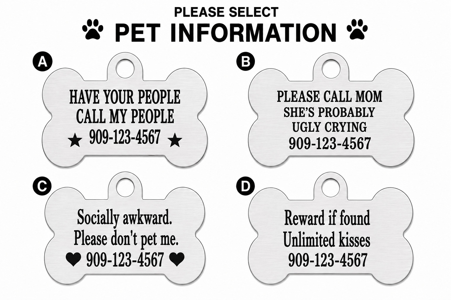 Custom Dog Bone Pet ID Tag Personalized Photo Engraved Name Stainless Steel