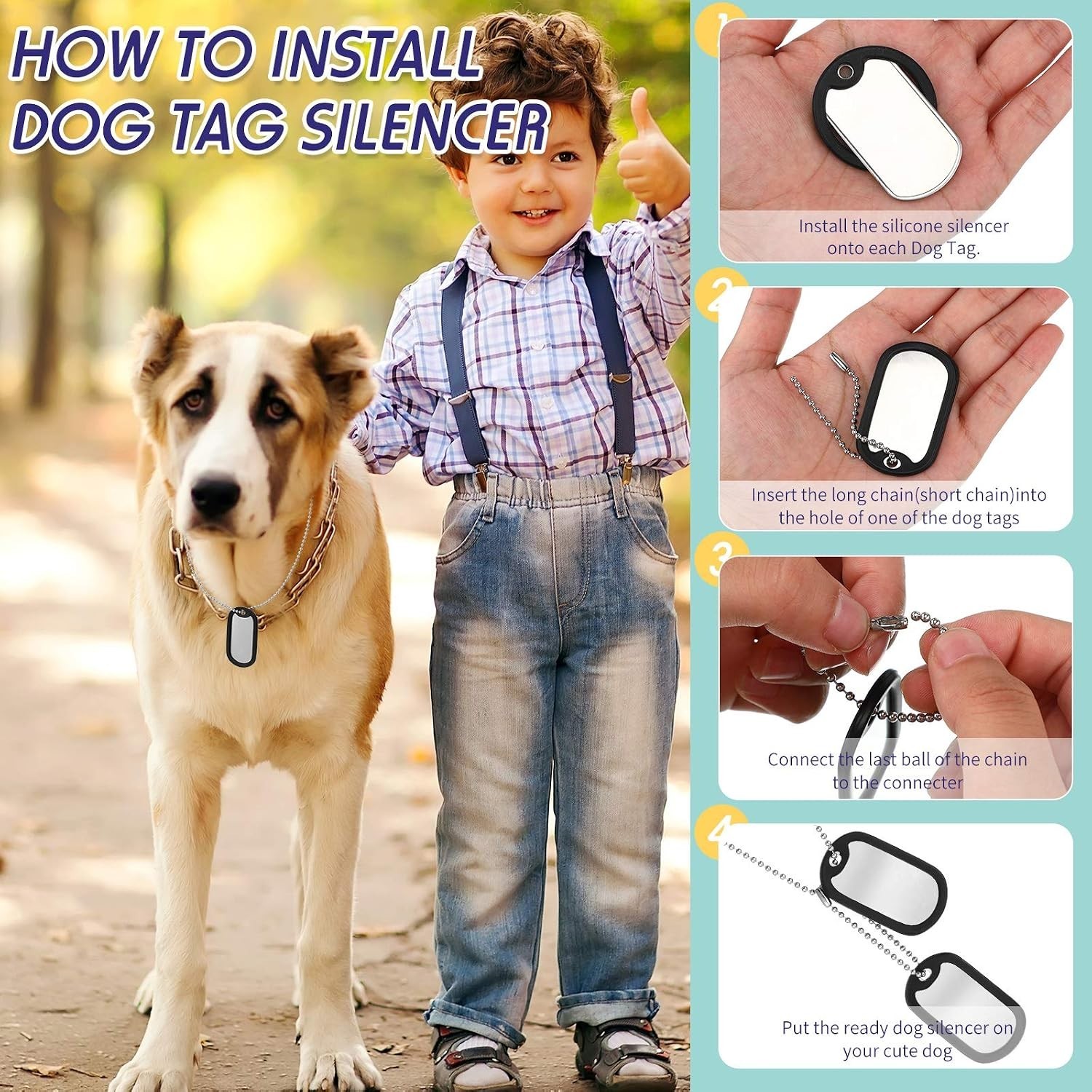 8 Pcs Dog Tag Silicone Silencer Military Engraved Dog Tag with 4 Stainless St…