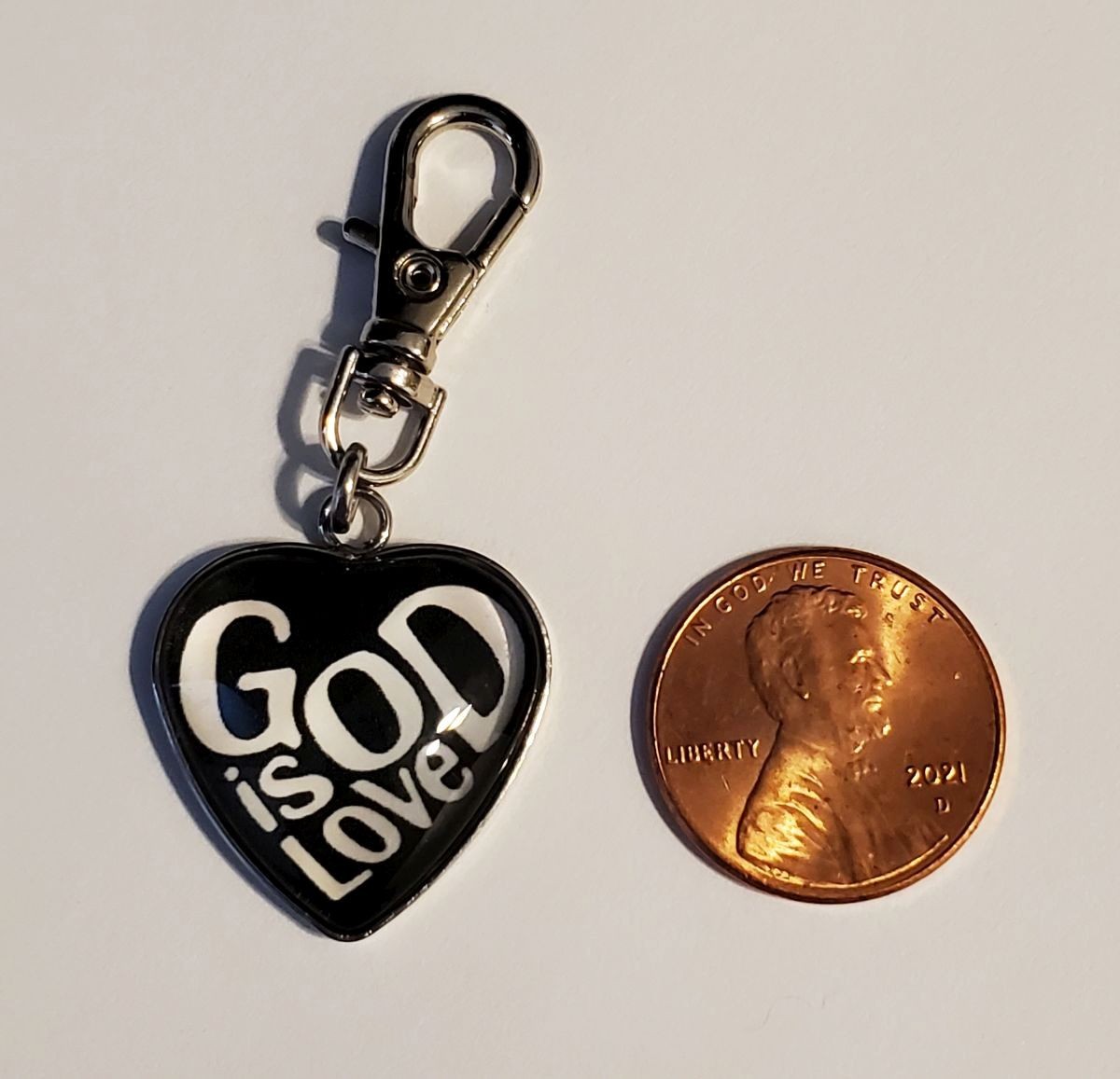 GOD IS LOVE CHARM ZIPPER PULL BAG PURSE WALLET BACKPACK RELIGIOUS JESUS CHURCH