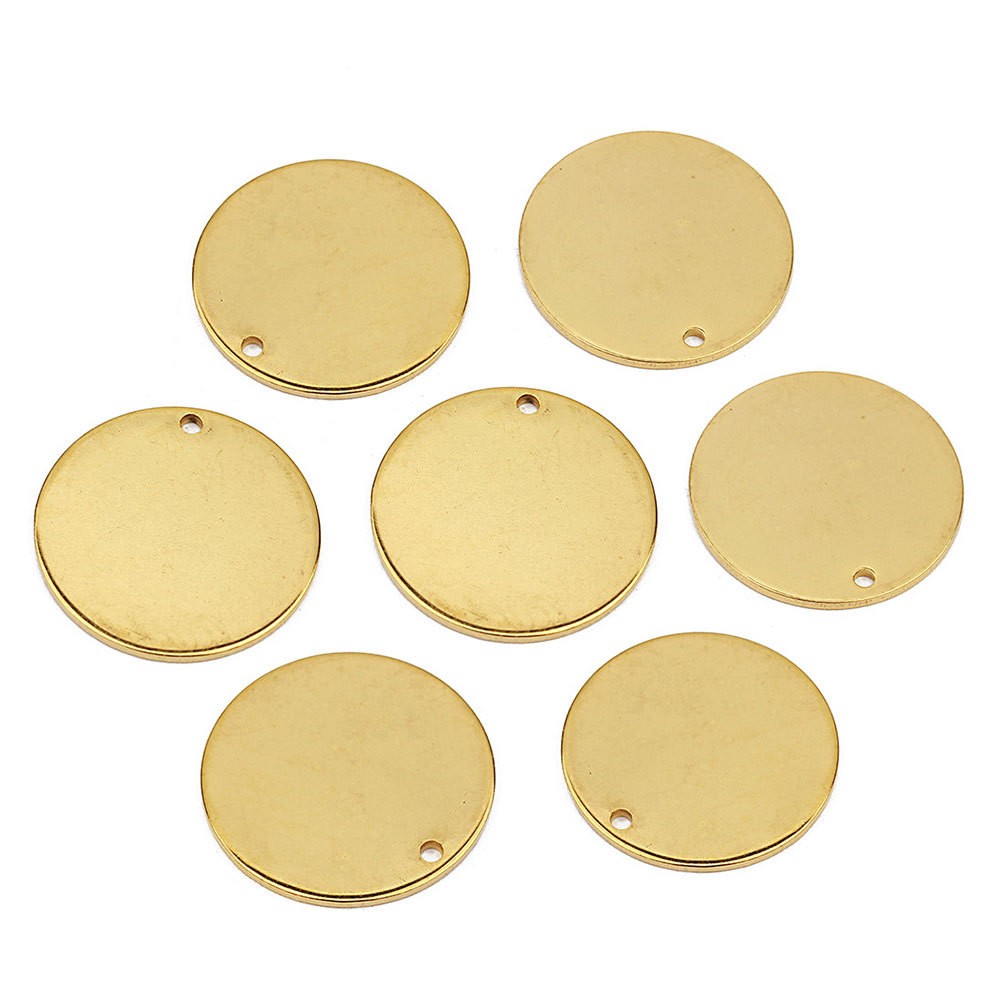 10 Pcs Stainless Steel Dog Tag Blank Round Tags DIY Jewelry Pendant