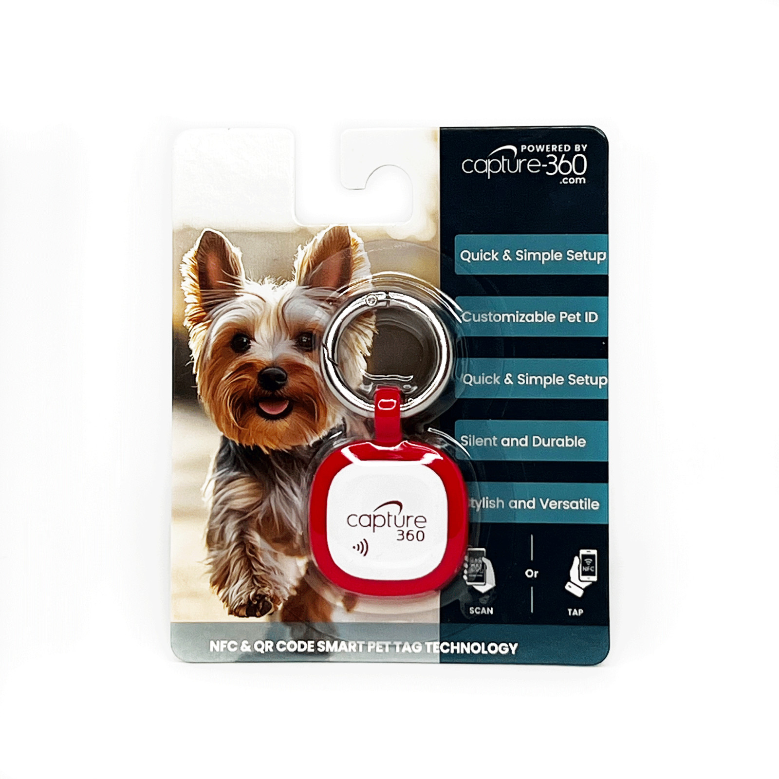 Capture 360 NFC / QR Code Smart Pet ID Tag – Silicone Tag for Dog & Cat