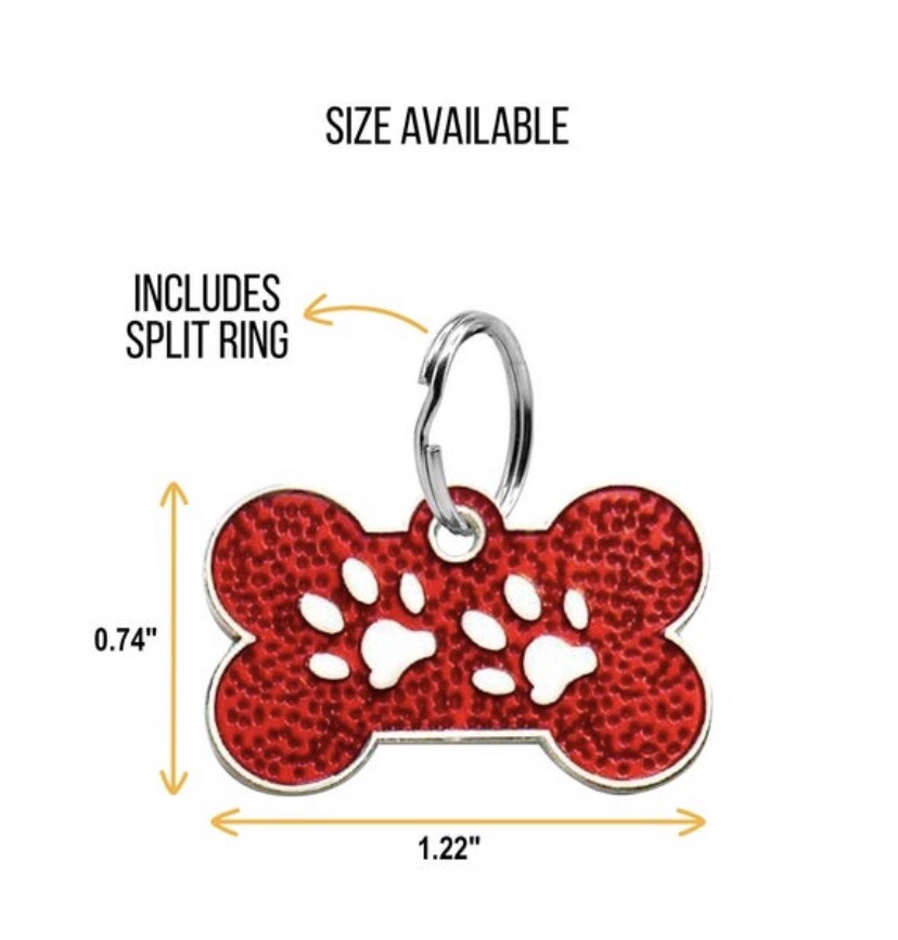 Custom Bone paw shape ID tag for small dog Silent Tags Personalized Engraved Pet
