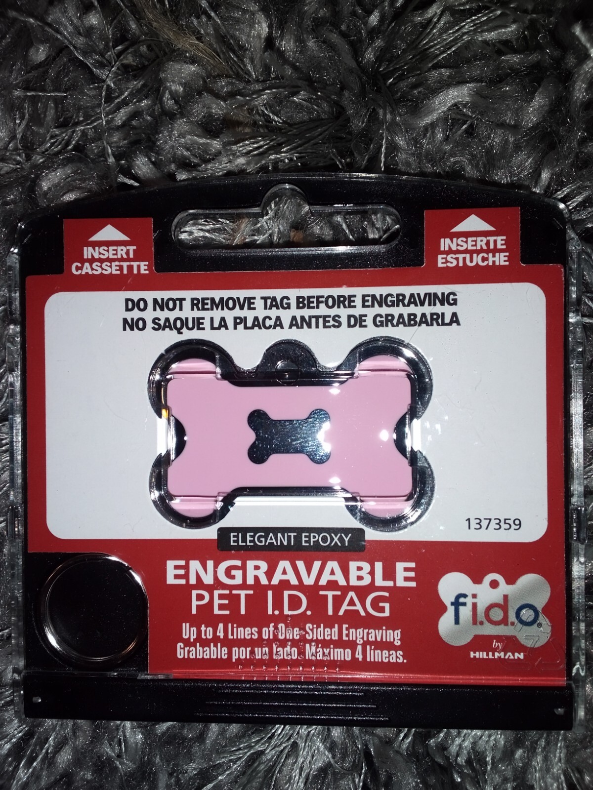 FIDO engravable Pet I.D. Tag – Pink Dogbone 137359