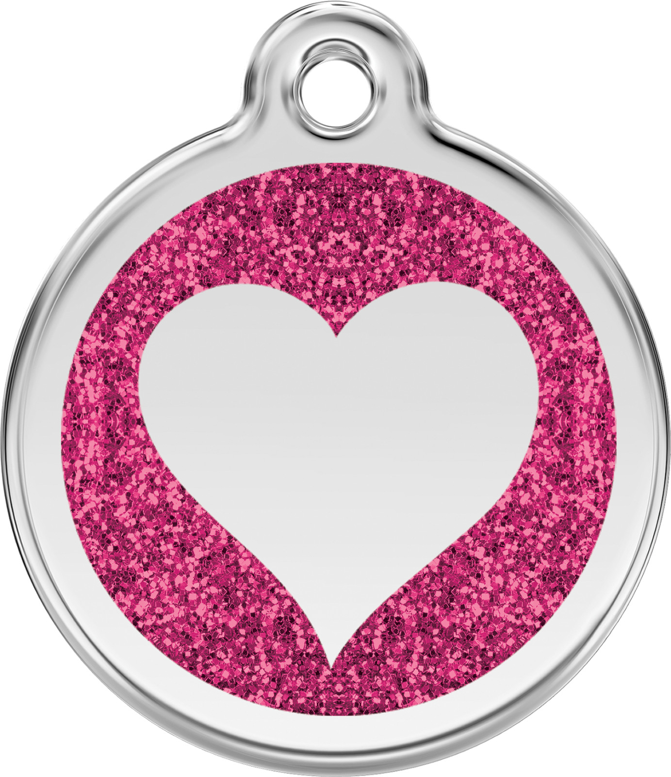 Red Dingo Heart Glitter ID Charm Dog Tag Red Blue Purple Pink Gold Silver Aqua