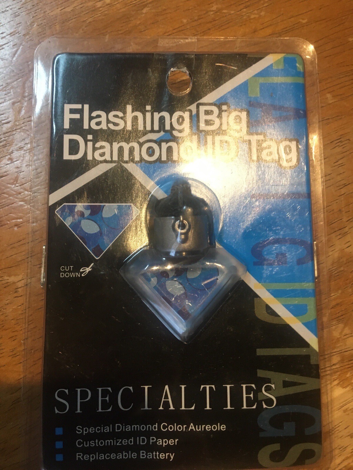 Flashing Big Diamond ID Tag Specialties New Red Green & Blue Colors Sealed!