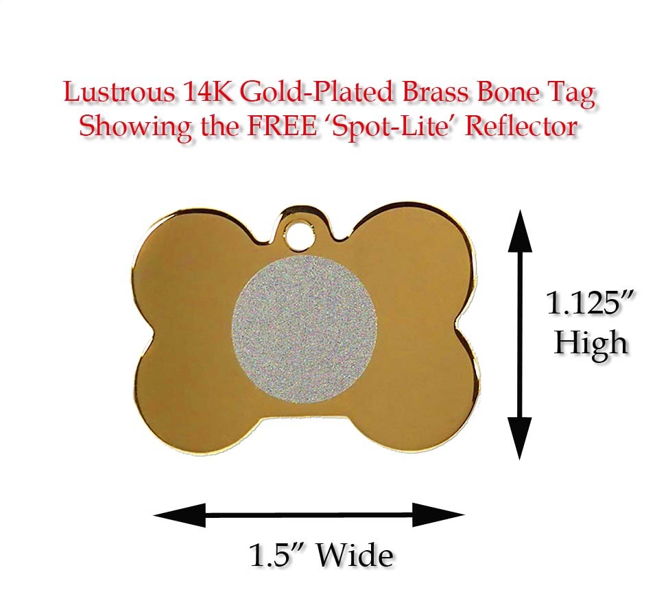 GOLD PLATED BONE Shape Pet Dog ID Tag-Custom Engraved Identification Tags
