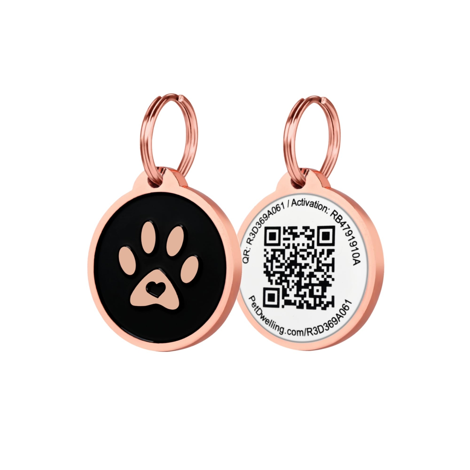 QR Code Pet ID Tags Online Profile Scanned Tag Location Alerts Rose Gold