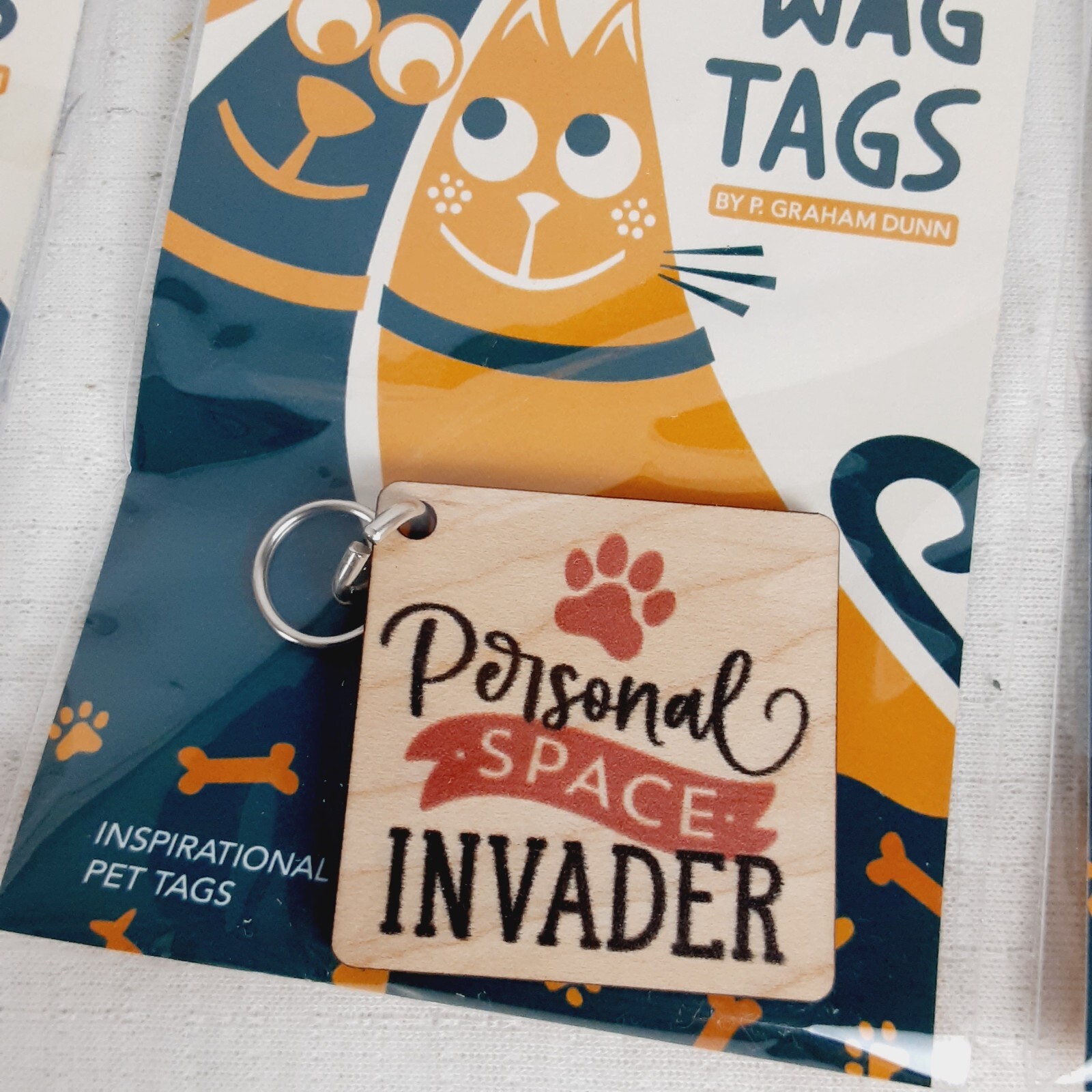 P Graham Dunn WAG TAGS Pet Collar Charms Wooden Square 1.5″ Assorted Set of 3