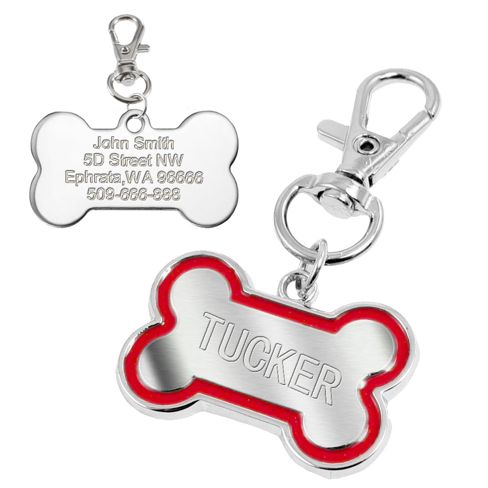 Glitter Crystal Bone Paw Shape Custom Dog Tags Pet Dog ID Name Phone Engrave