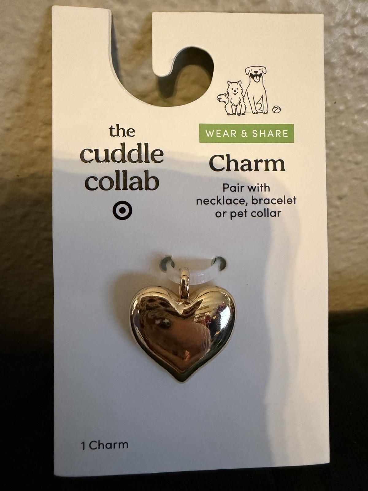 The Cuddle Collab Wear & Share Charm Gold Puff Heart Charm