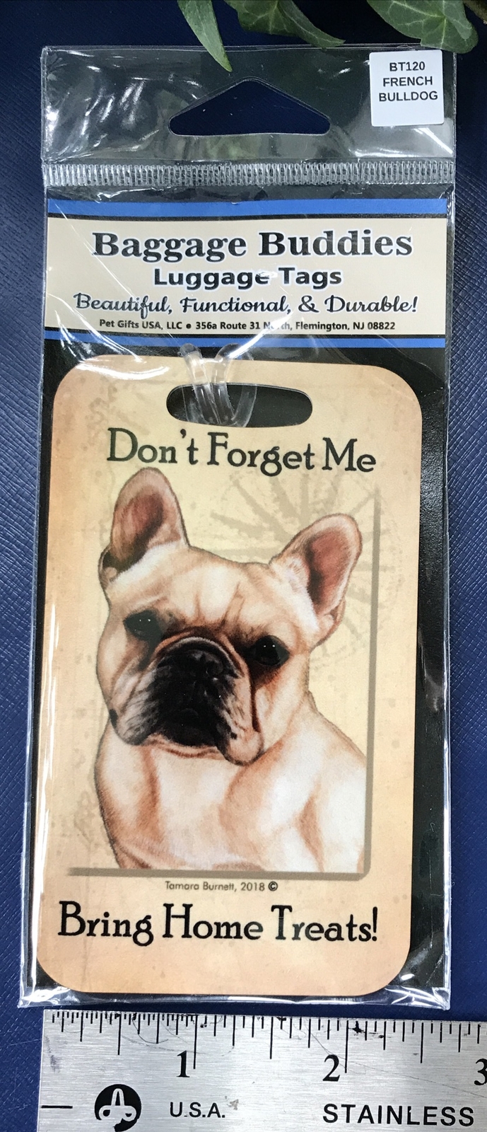 2018 French Bulldog Luggage Tag Crate ID Tag Aluminum Acrylic Baggage Buddies