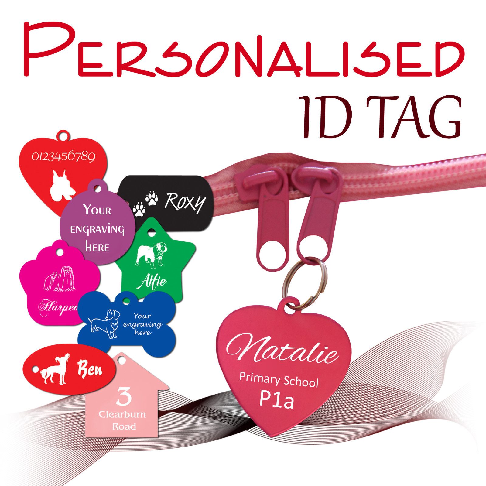 Personalised engraved ID TAG * pet * dog * cat * identity tags *SPLIT RING SMALL