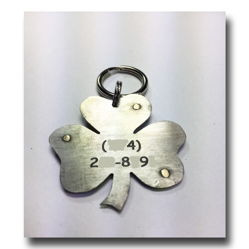 Clover Shamrock Pet ID Dog Name Tag Free Engraving Lucky Irish Brass Nickel