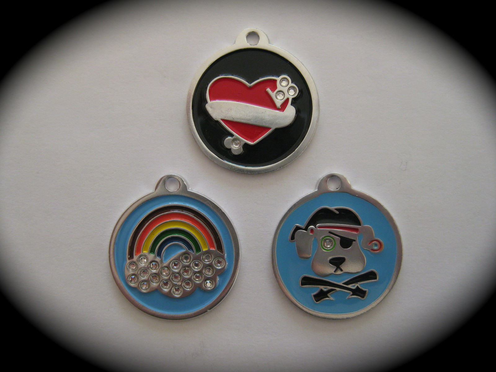 SMALL Round engraved Cat Or Dog Pet ID Name Tag Made with Swarovski Crystals