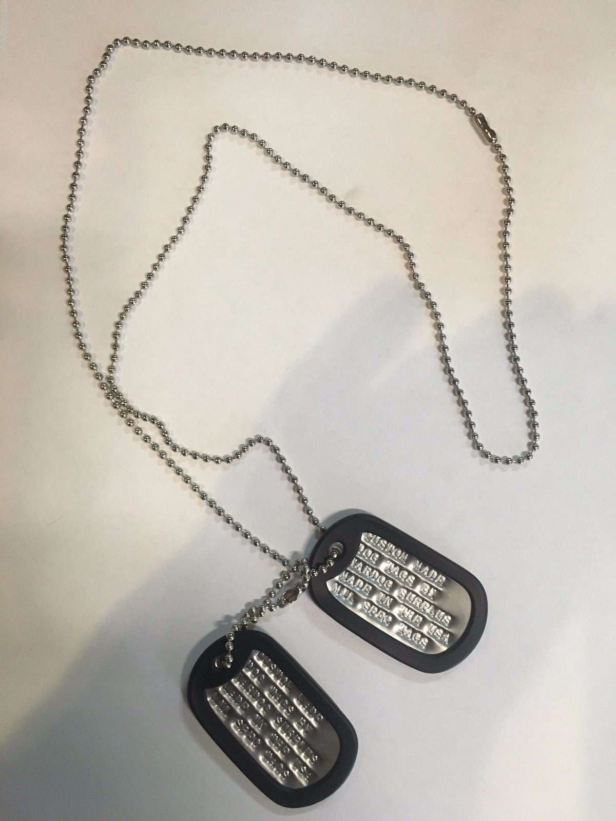 MILITARY CUSTOM ID DOG TAGS WITH CHAIN & SILENCERS OFFICIAL GI ARMY USMC SPEC