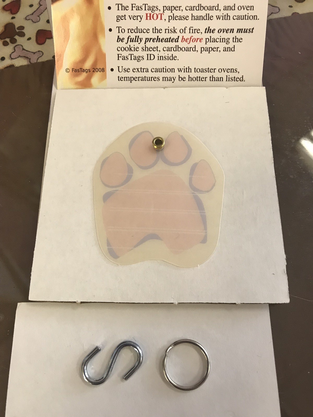 Collar Tags For Pets. Pink Paw FAST TAGS Shrink In The Oven