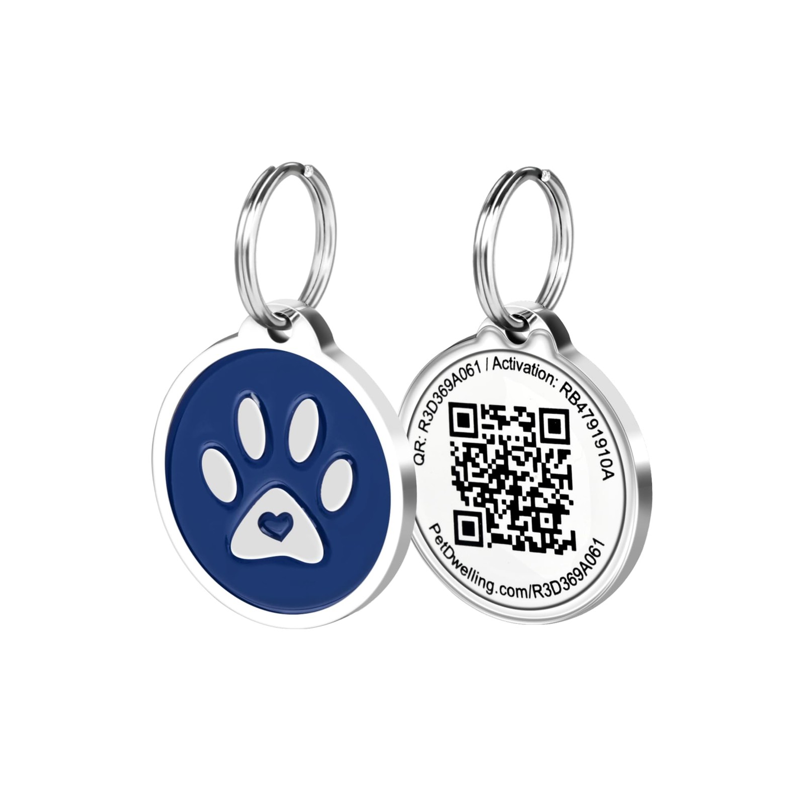 Blue Paw QR Pet Tag with Free Profile and Instant Scan Alerts Waterproof Durable