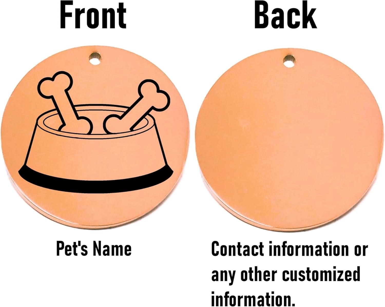 Personalized Bone in Food Bowl Dog ID Tags – Laser Engraved Pet Collar Name Tag