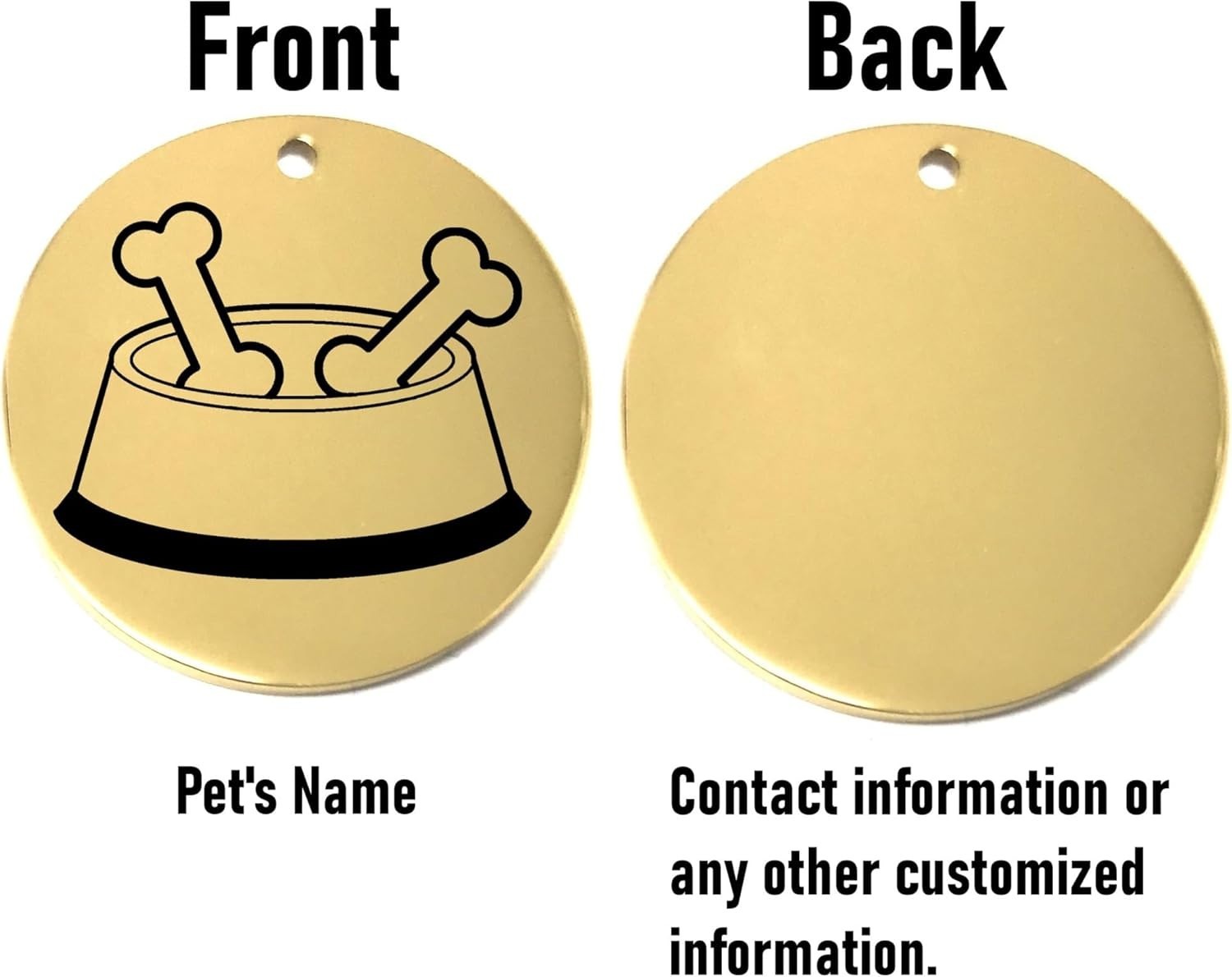 Personalized Bone in Food Bowl Dog ID Tags – Laser Engraved Pet Collar Name Tag