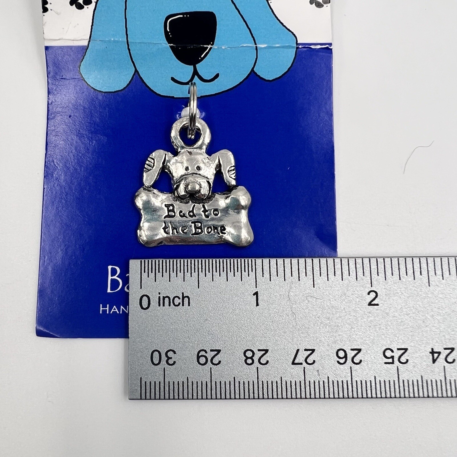 NWT Basic Spirit Handcrafted Fine Pewter Dog Tag Collar Charm BAD TO THE BONE