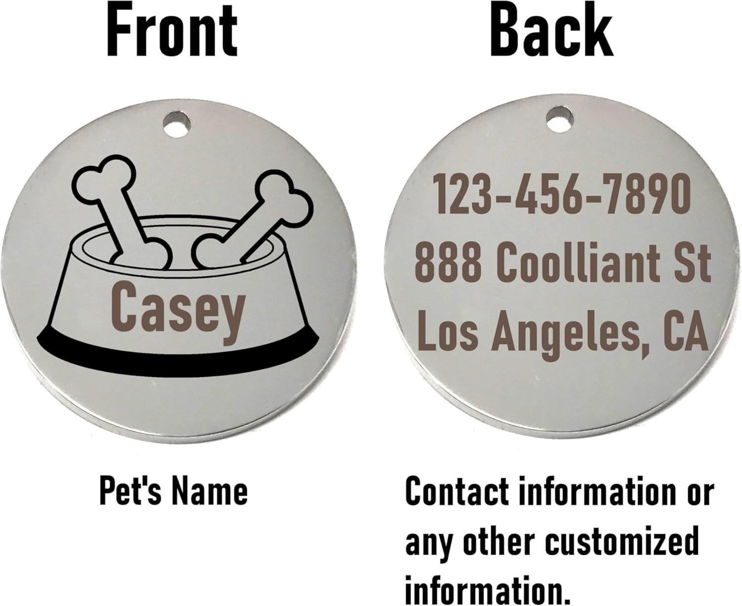 Personalized Bone in Food Bowl Dog ID Tags – Laser Engraved Pet Collar Name Tag