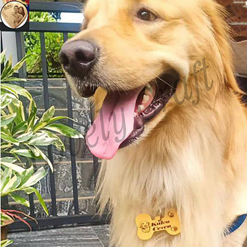Dog /Cat Name Customized Tag Engraved Print Pet ID Bone tag Wooden Personalized