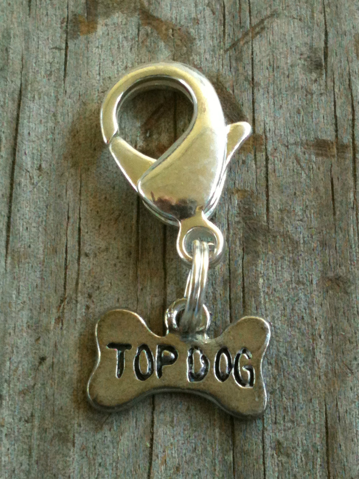 Antiqued Lead Free Silver Plated Pewter “Top Dog” Charm / Zipper Pull