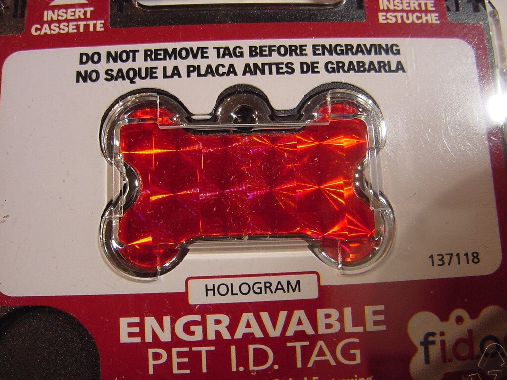 NEW – FIDO ENGRAVABLE PET I.D. TAG – RED DOG BONE