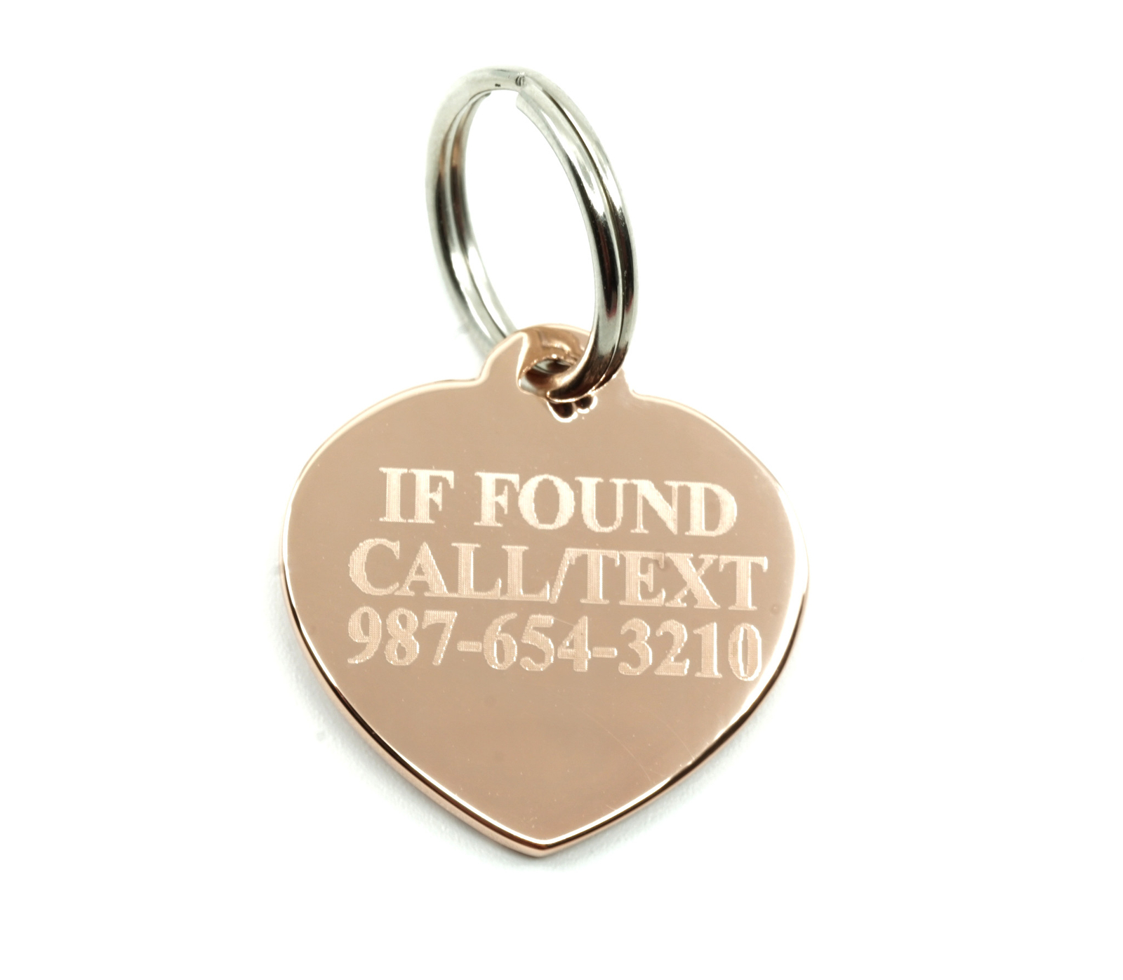 Custom Engraved Gold-Plated Small Heart w/Pink Stones Dog Tag Pet ID Name