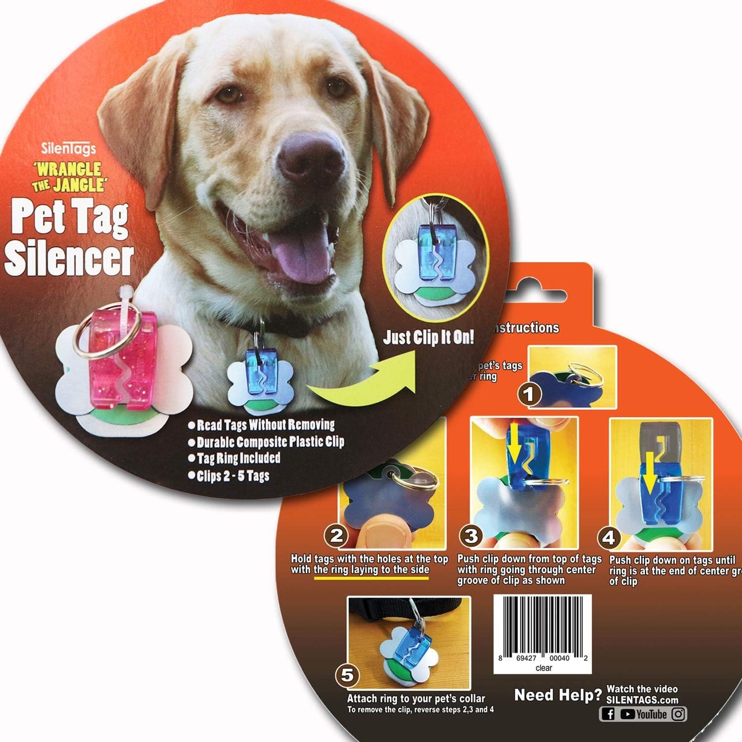 Pet Tag Silencer Clip It On, Jingle’s Gone! -Pink