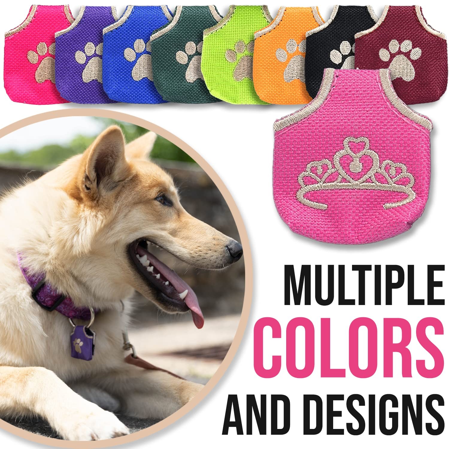 Dog Tag Silencer, Pink Princess – Quiet Noisy Pet Tags – Fits Up to Four Pet …