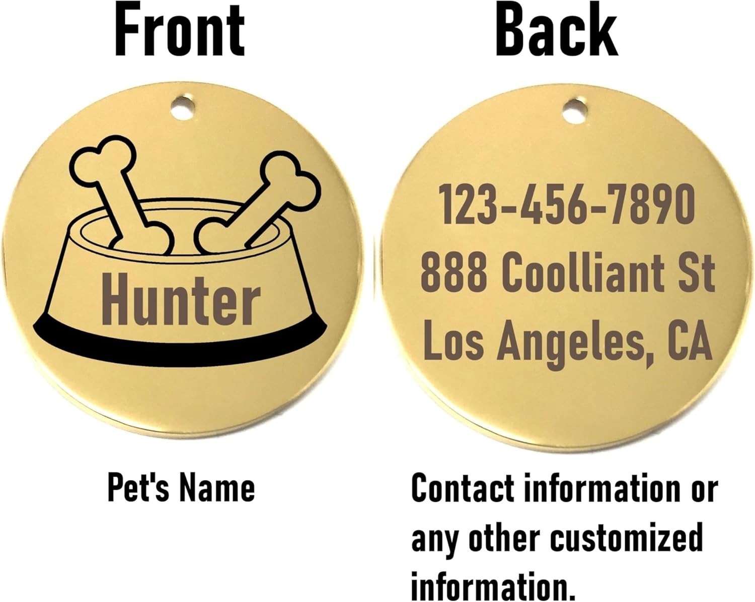 Personalized Bone in Food Bowl Dog ID Tags – Laser Engraved Pet Collar Name Tag