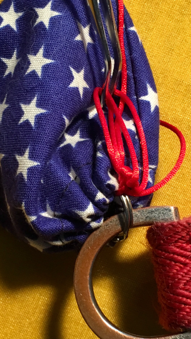 Handmade Dog Cat Flag Tag Bags, Blue with Stars, Patriotic, Covers Collar Tags