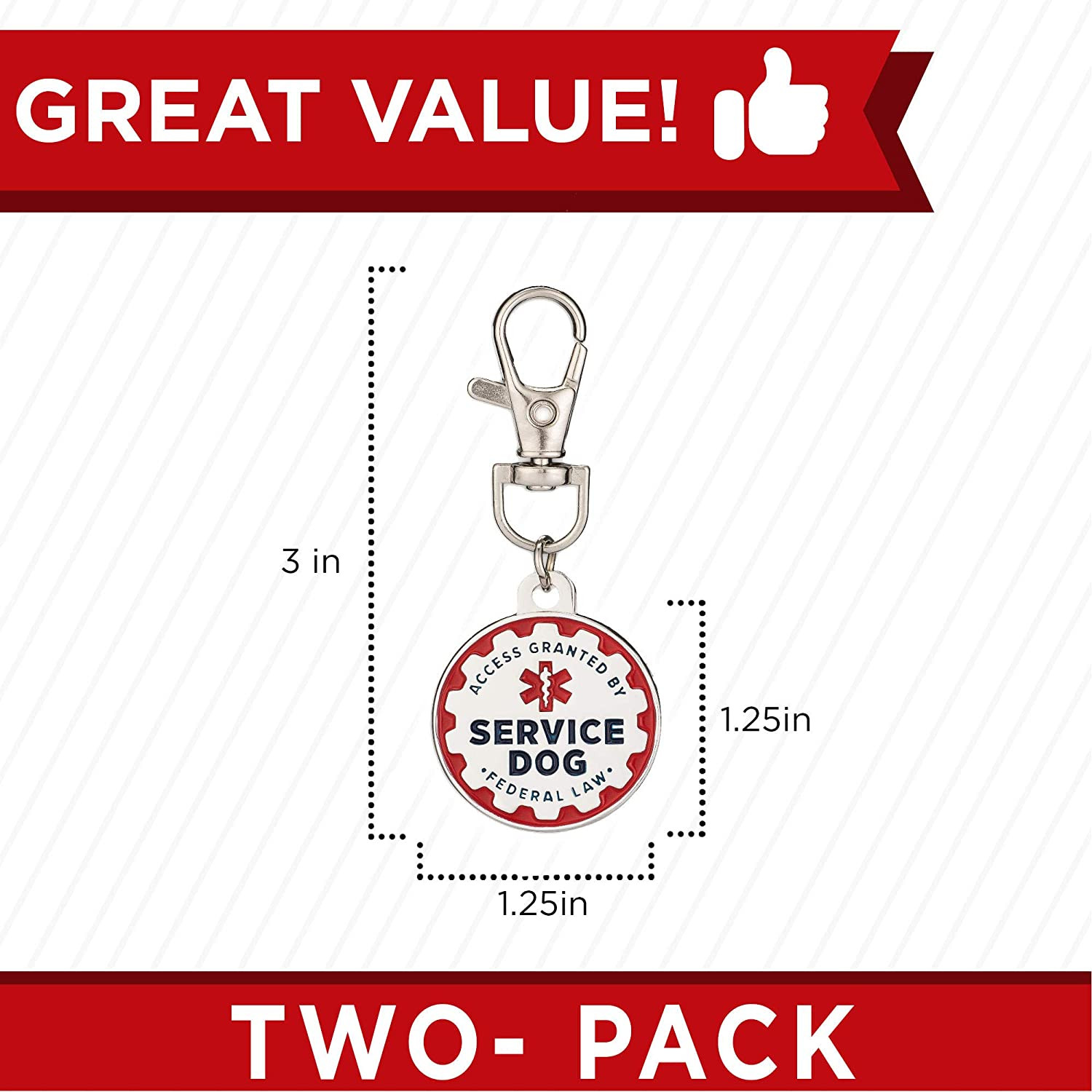 Industrial Puppy Service Dog Tag, 2 Pack: Metal Pet ID Tags for Service Animals,